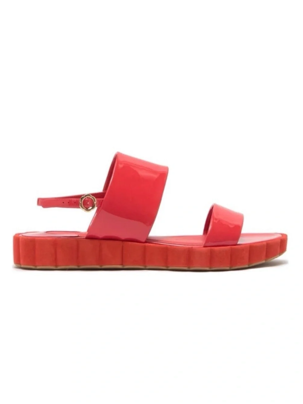Salvatore Ferragamo Luisa Coral Patent Leather Sandals Size 8 NWOT